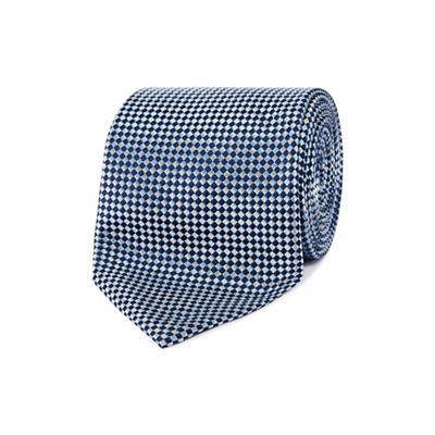 Blue textured diamond silk tie